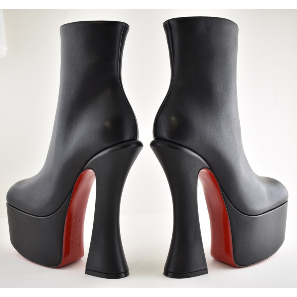 Christian Louboutin Aquabootie 160 Black Leather Platform Block Heel Bootie 40 - Picture 16 of 16